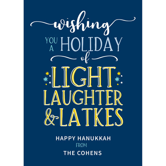 Light Laughter and Latkes Flat Hanukkah Cards
